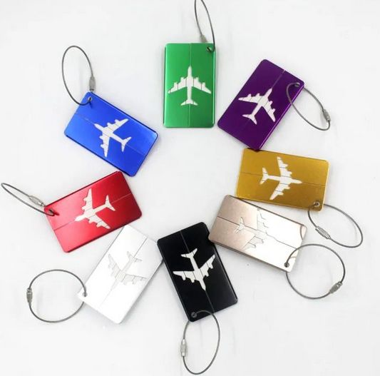 Metal aluminum airplane luggage tags set of 3