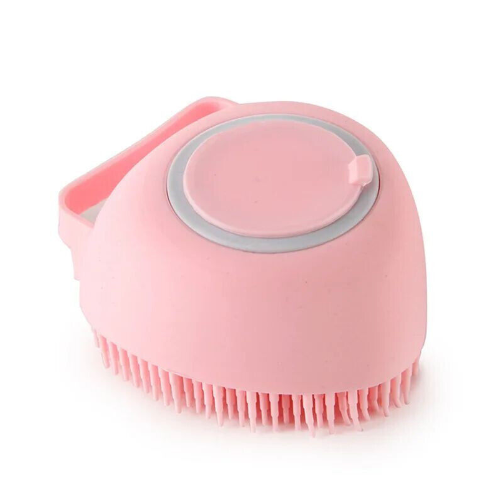 Pet silicone bath brush with shampoo dispenser 2-pack