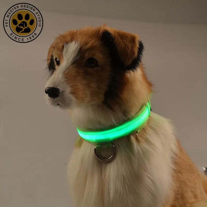 Rechargeable LED dog collar with blinking and solid glow modes